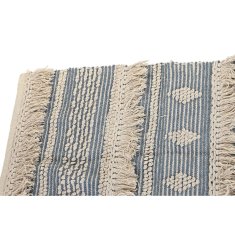 NEW Preproga DKD Home Decor 230 x 160 x 2 cm Modra Bombaž Bela Boho