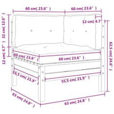 Vidaxl Vrtni kotni kavč z blazinami 2 kosa impregnirana borovina