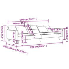 Vidaxl Kavč dvosed z ležiščem in dvema blazinama temno siv žamet