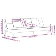 Vidaxl Kavč dvosed z ležiščem in dvema blazinama krem žamet