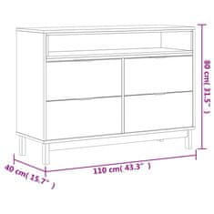 Vidaxl Predalnik FLAM 110x40x80 cm trdna borovina