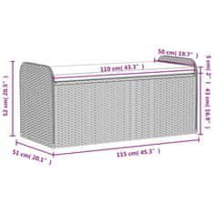 Vidaxl Klop z blazino rjava 115x51x52 cm poli ratan