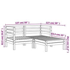 Vidaxl Vrtni kavč dvosed s stolčkom impregnirana borovina