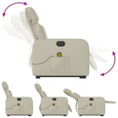 Vidaxl Električni masažni stol s funkcijo vstajanja krem umetno usnje