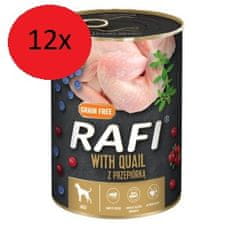 RAFI mokra hrana za pse s prepelico borovnico in brusnico 12X800g