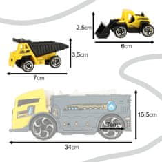 WOWO Avtovleka in transporter za avtomobile s polpriklopnikom - 2v1 TIR avtovleka in transporter za avtomobile s polpriklopnikom in parkirnimi vzmetmi - Rumeni avtomobili