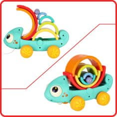 WOWO Montessori Puzzle Chameleon - Montessori Chameleon Pull Puzzle sortirne kocke