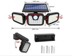 WOWO LED solarna luč - solarna LED luč s trojno osvetlitvijo in senzorjem gibanja/somraka