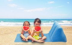 WOWO Napihljiv ležalnik za plažo Blue - moder napihljiv ležalnik za plažo z naslonjalom in podlogo