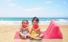 WOWO Roza ležalnik za plažo - napihljiv roza ležalnik za plažo z naslonjalom in podlogo