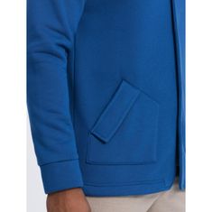 OMBRE Moška prostočasna majica z ovratnikom z gumbom V1 OM-SSZP-0171 modra MDN124742 XL