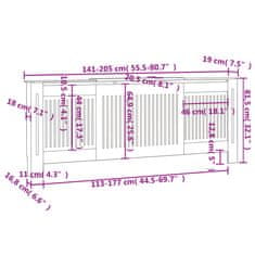 Vidaxl Pokrov za radiator MDF 205 cm