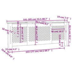 Vidaxl Pokrov za radiator MDF siv 205 cm