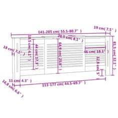 Vidaxl Pokrov za radiator MDF bel 205 cm