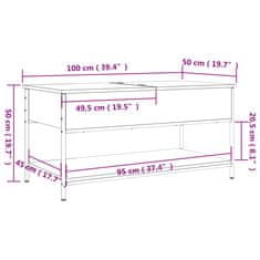 Vidaxl Klubska mizica sonoma hrast 100x50x50 cm inž. les in kovina