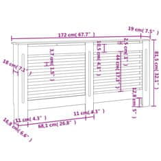 Vidaxl Pokrov za radiator bel 172x19x81,5 cm MDF