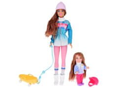 Toys Anlily 30 cm punčka in 12 cm punčka na saneh zimski šport ZA4765