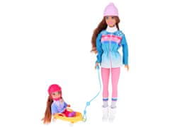 Toys Anlily 30 cm punčka in 12 cm punčka na saneh zimski šport ZA4765