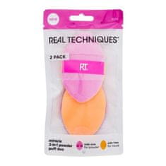 Real Techniques Miracle 2-In-1 Powder Puff Duo večnamenski aplikatorji za nanašanje izdelkov v prahu in tekočih izdelkov 2 kos