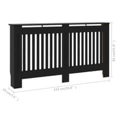 Vidaxl Pokrov za radiator črn 152x19x81,5 cm mediapan