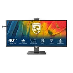 Philips Monitor 101,6 cm (40) 40B1U5601H 3440x1440 120Hz IPS 4ms HDMI DisplayPort 2xUSB-C 100W DP-Out 4xUSB3.2 HAS Kamera Zvočniki 3H sRGB121% KVM RJ45 HDR10 Serija 5000 Kamera