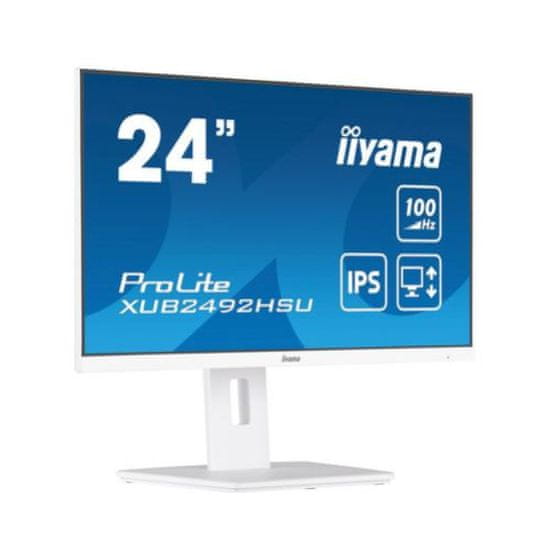 iiyama Monitor 60,5 cm (23,8) XUB2492HSU-W6 1920x1080 100Hz IPS 0,4ms HDMI DisplayPort 4xUSB3,2 Pivot Zvočniki sRGB99% ProLite bele barve
