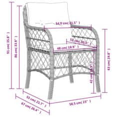 Vidaxl Vrtni stoli z blazinami 2 kosa rjav poli ratan