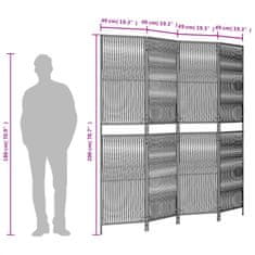 Vidaxl Pregrada za sobo 4 plošče siv poli ratan