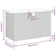 Vidaxl Vrtna škatla za shranjevanje črna 80x40x48 cm PE ratan akacija