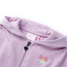 Vidaxl Otroški pulover s kapuco in zadrgo svetlo lila mešana 116