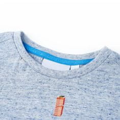 Vidaxl Otroška majica s kratkimi rokavi modra melange 92