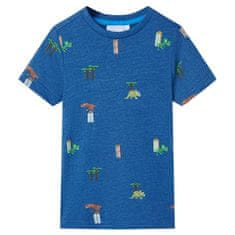 Vidaxl Otroška majica s kratkimi rokavi temno modra melange 104
