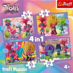 Trefl Puzzle Trolls 3: Barvita pustolovščina 4 v 1 (35,48,54,70 kosov)