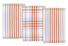 Kuhinjske brisače - komplet 3 - 50x70 cm - Káro oranžna
