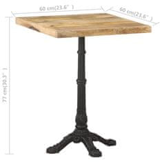 Vidaxl Bistro miza 60x60x77 cm robusten mangov les