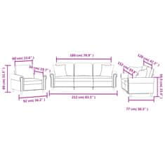 Vidaxl Sedežna garnitura 3-delna z vzglavniki svetlo siv žamet