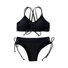 Netscroll Dvodelne ženske kopalke, črne barve, hitro sušenje, BikiniPushUp-L/XL
