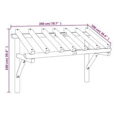 Vidaxl Nadstrešek za vrata 200x100x100 cm trdna borovina