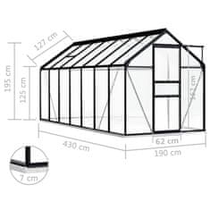 Vidaxl Rastlinjak z okvirjem antraciten aluminij 8,17 m²