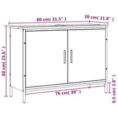 Vidaxl Omarica za umivalnik rjavi hrast 80x30x60 cm inženirski les