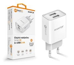 Aligator 2,4A, 2xUSB, pametni IC, bela