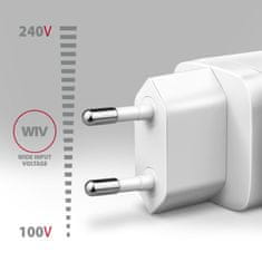 AXAGON ACU-PQ30W Polnilec, 30 W, 2x vrata (USB-A + USB-C), PD3.0/PPS/QC4+/AFC/Apple, bel