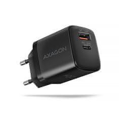 AXAGON ACU-PQ20, 20W omrežni polnilnik, 2x vhod (USB-A + USB-C), PD3.0/PPS/QC4+/AFC/Apple, črn