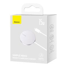 BASEUS Simple Mini3 15W brezžični polnilec USB-C Bela