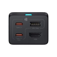 BASEUS GaN5 Pro 2x USB-C/USB-A/HDMI 67W kabel 1,5m/USB-C kabel 1m črn