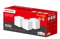 TP-Link WiFi usmerjevalnik Mercusys Halo H60X(3-pack) WiFi 6, AX1500, 3x GLAN2,4/5 GHz