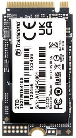 Transcend MTE410S 2TB SSD M.2 2242, NVMe PCIe Gen4 x4 5000MB/s R 4300MB/s W