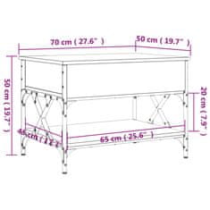 Vidaxl Klubska mizica črna 70x50x50 cm inženirski les in kovina