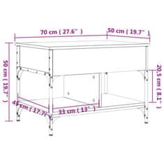 Vidaxl Klubska mizica sonoma hrast 70x50x50 inženirski les in kovina