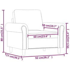 Vidaxl Fotelj svetlo siv 60 cm žamet